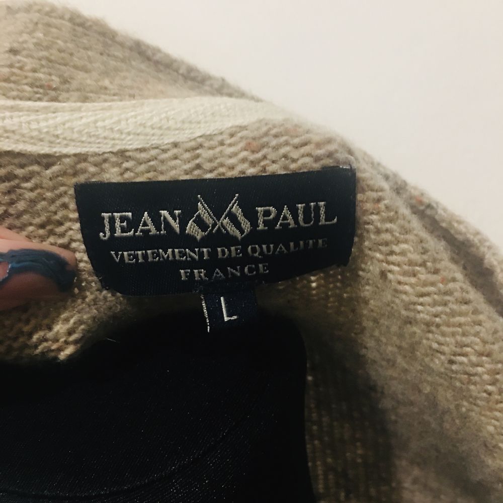 Gruby sweter zapinany Jean Paul L wełna wełniany