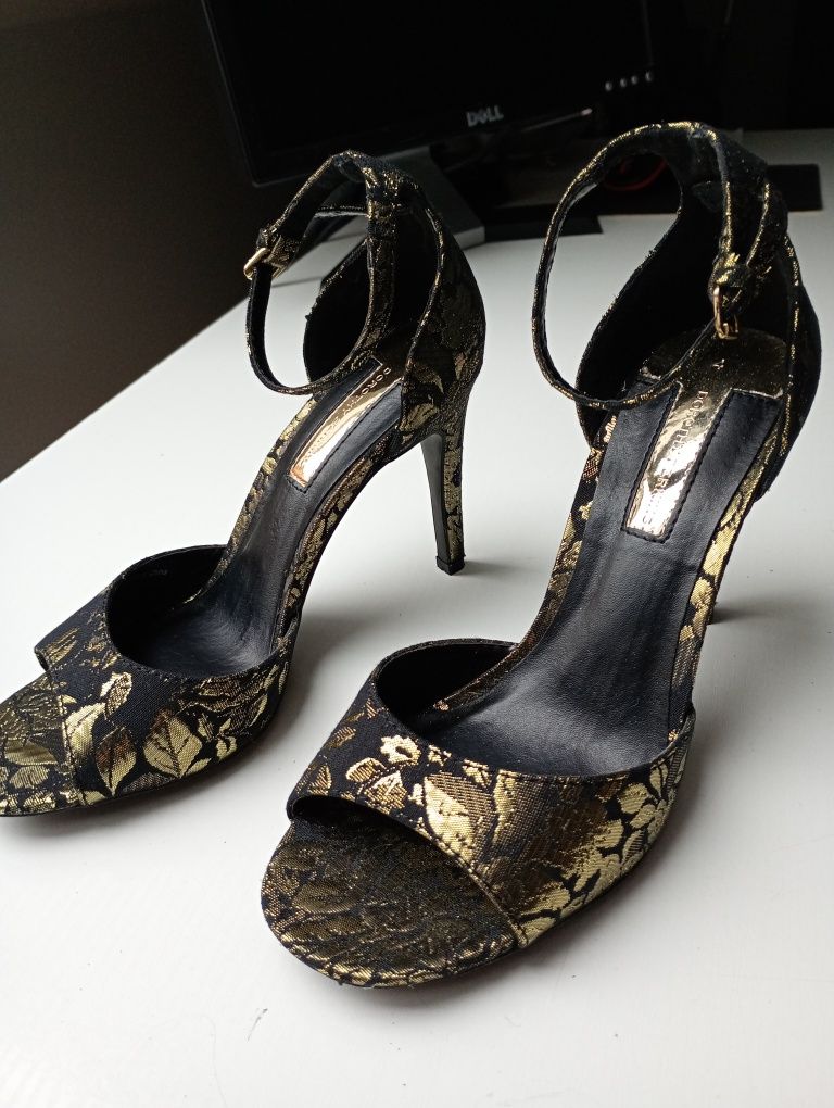 Szpilki -sandalki czarno-zlote nr37 "Dorothy Perkins"nowe