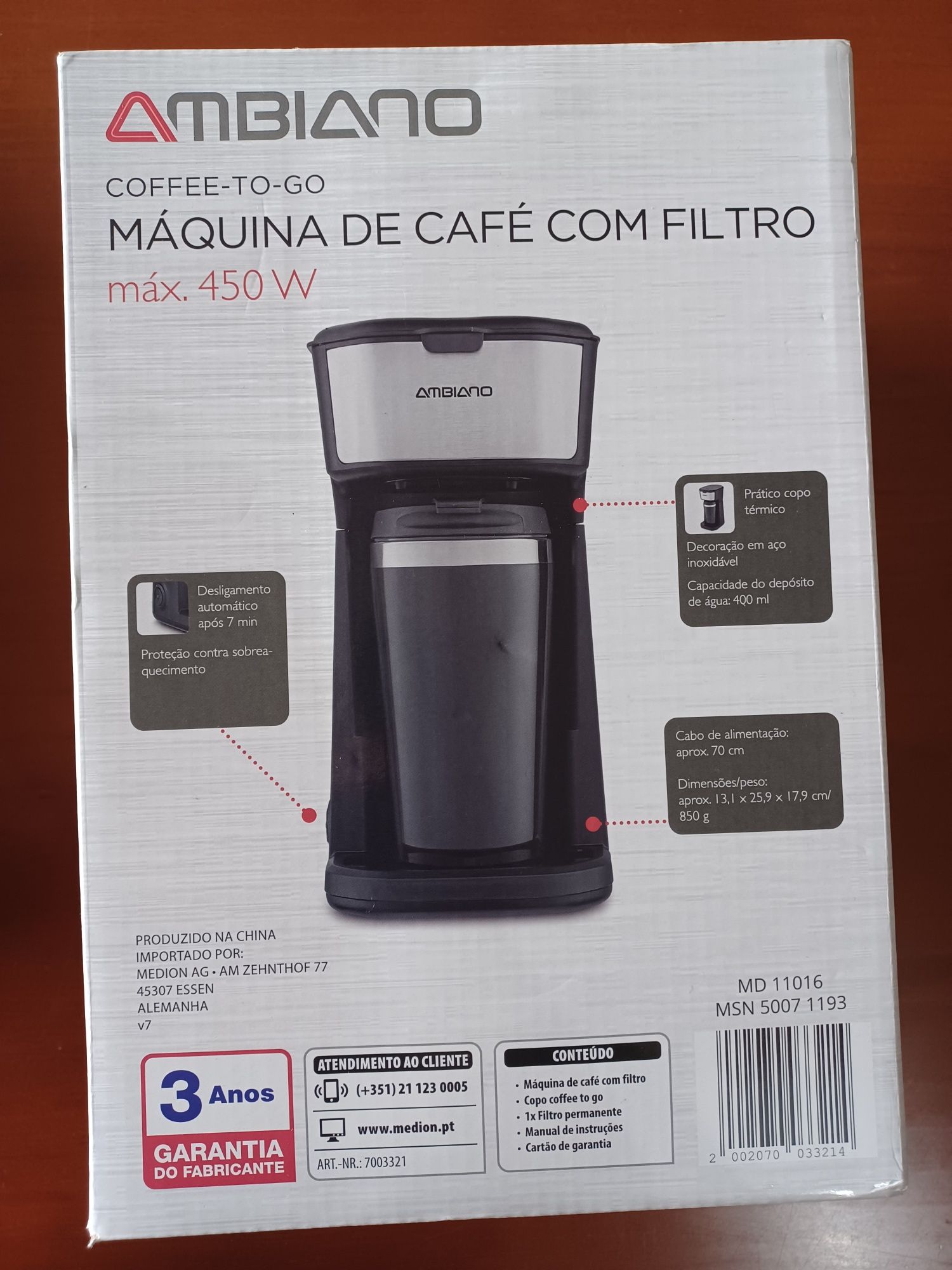 Máquina de Café com filtro e Copo térmico  - nova e selada