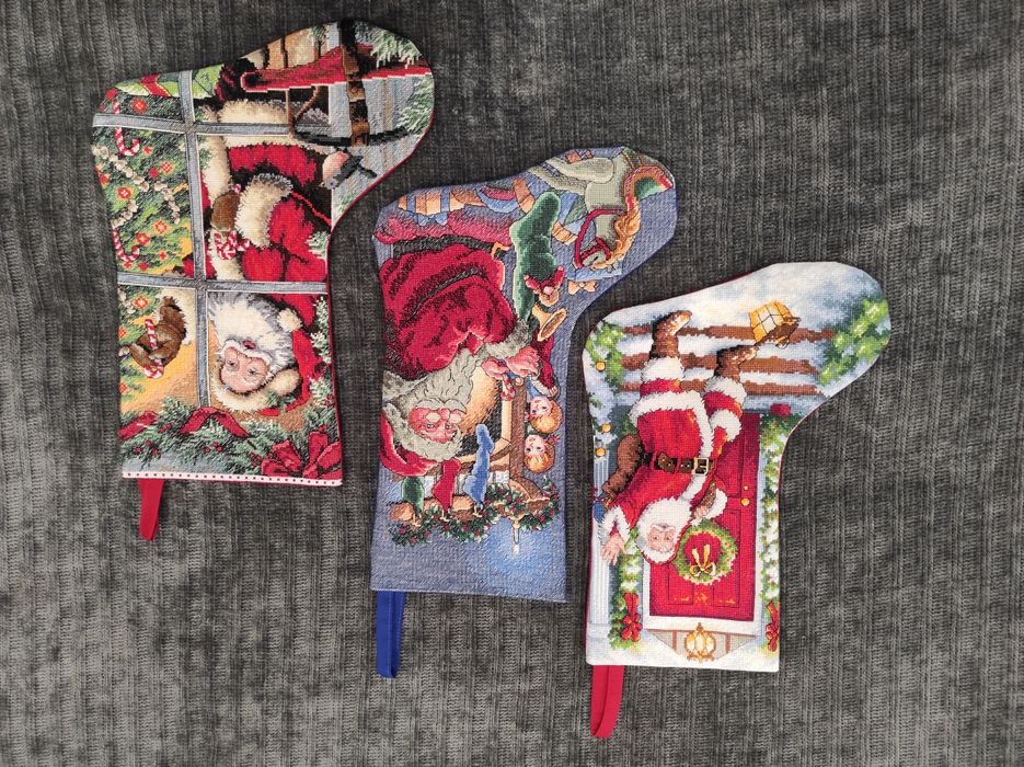 Новорічні чобітки ручної роб (подарунок на новий рік, декор, на камін)