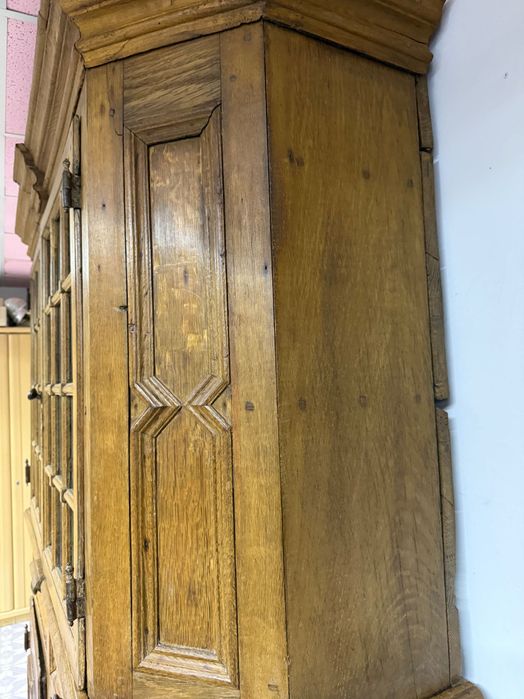 Kredens dębowy – antyk, masywny, przeszklony DOWÓZ DO DOMU