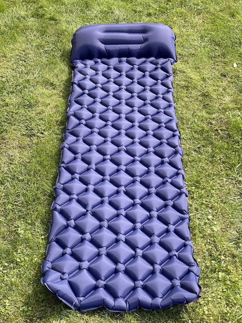 Надувний карімат з помпою похідний туристичний  для кемпінгу синій m04