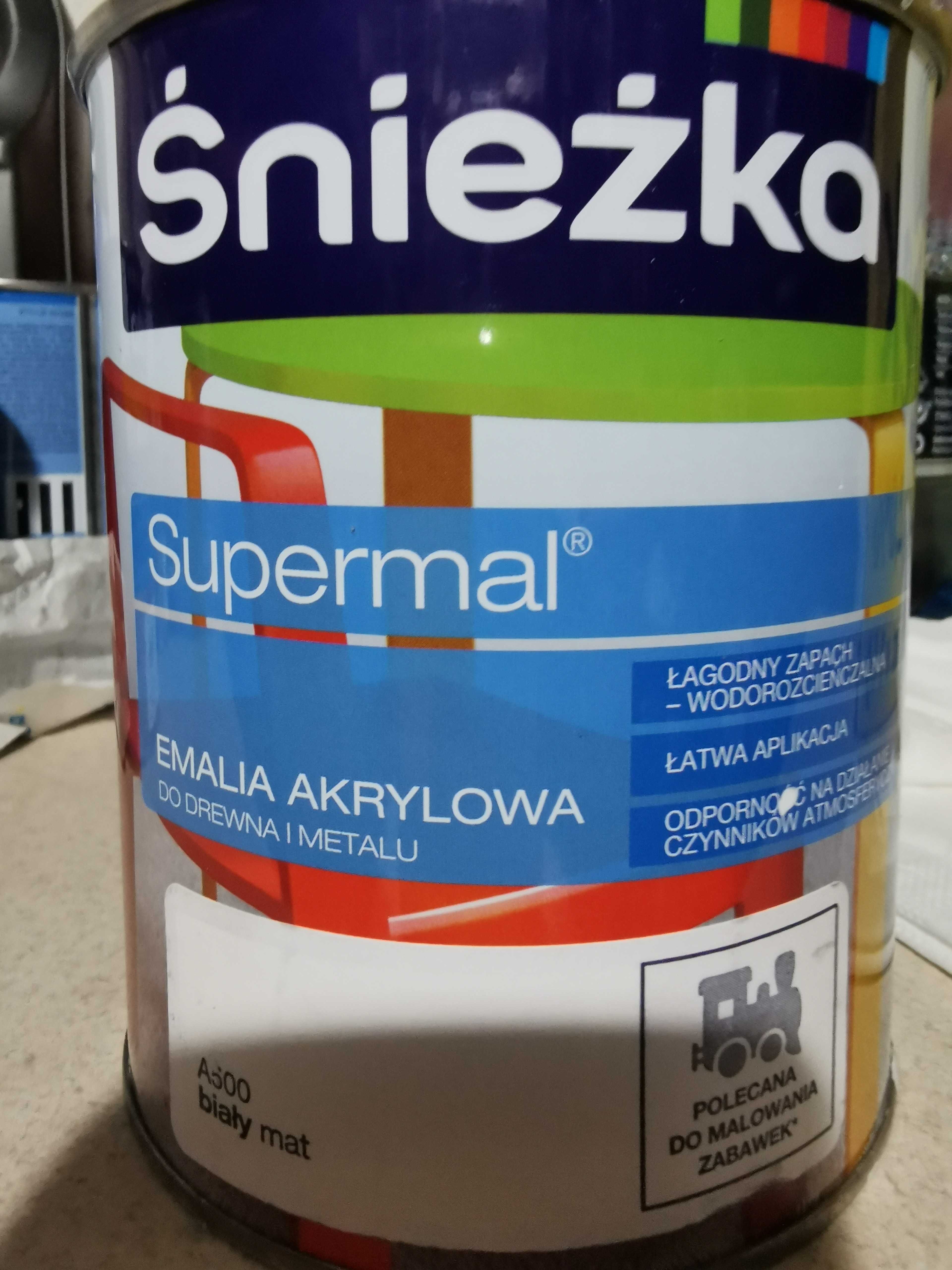 Farba biały mat akrylowa śnieżka 800ml