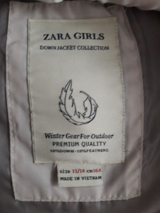 Детская теплая куртка пуховик Zara на девочку