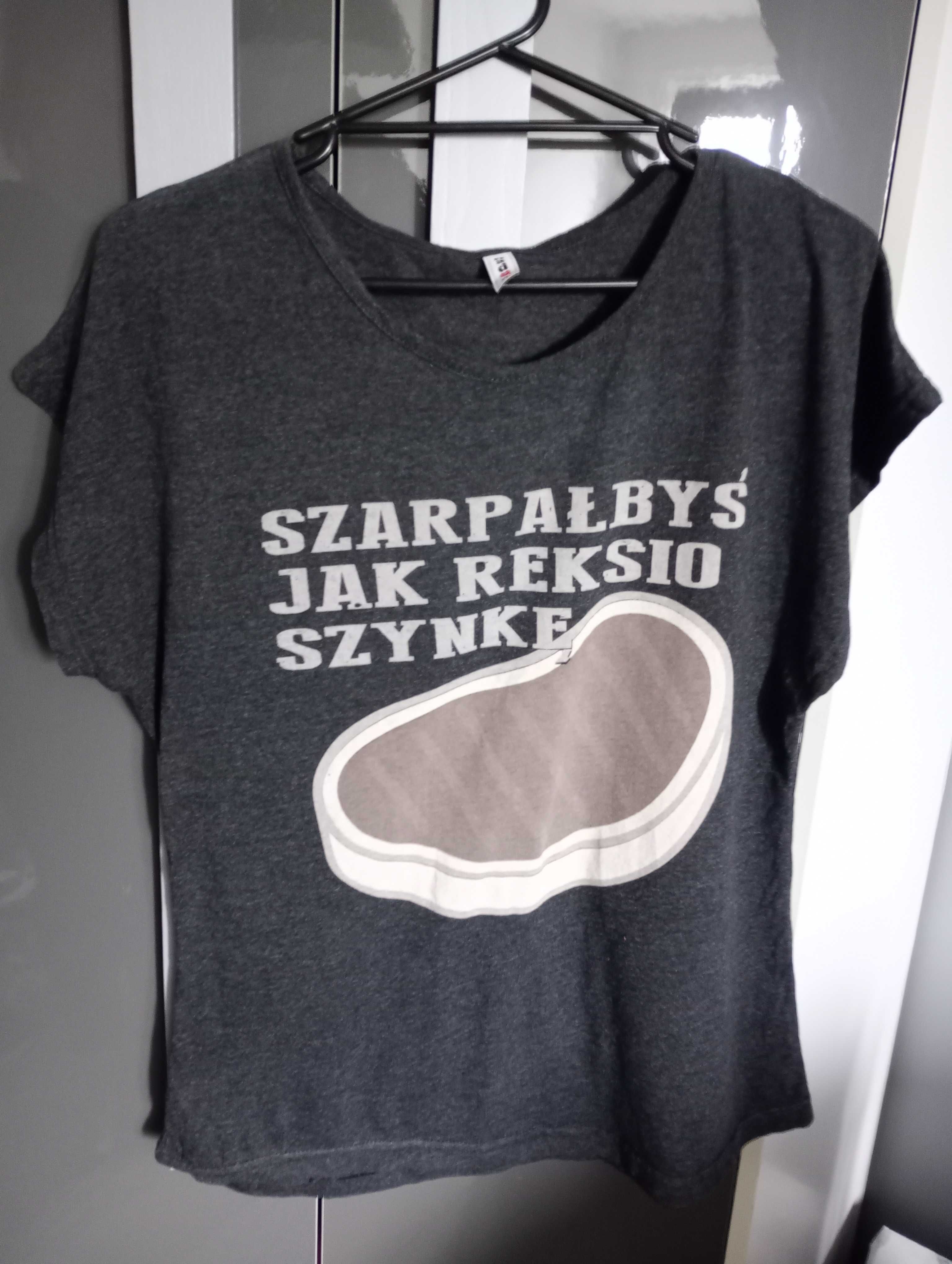 Szara koszulka z nadrukiem rozmiar XL