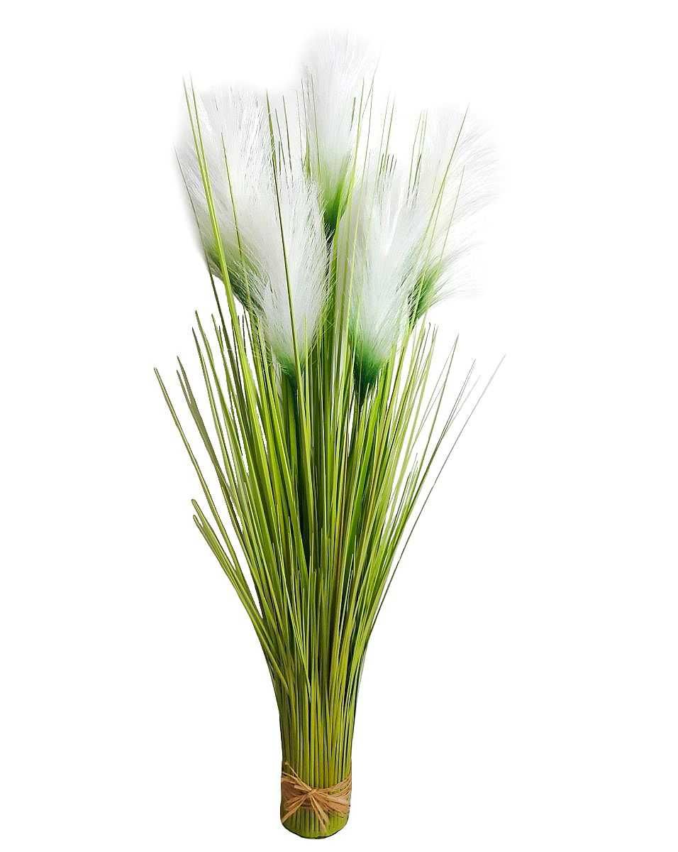 Sztuczna trawa pampasowa w wiązce gęsta trawa z białymi kwiatami 80cm