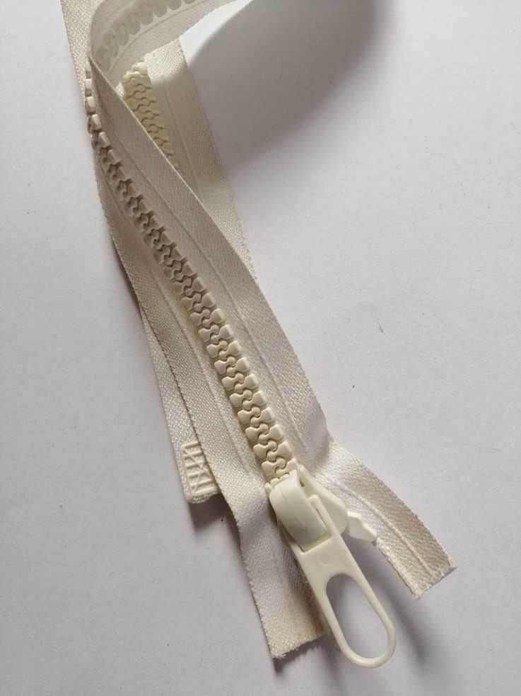 Suwak / zamek błyskawiczny, kostka, biały, nierozdzielczy. 60 cm. Nowy
