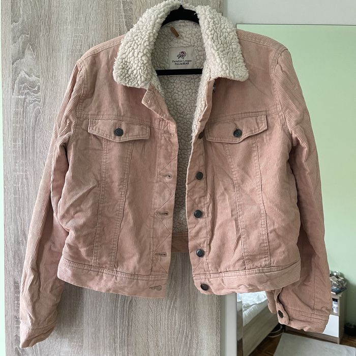 Куртка шерпа вельветова pull&bear