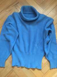 Niebieski kultowy golf sweter sweterek XS S vintage