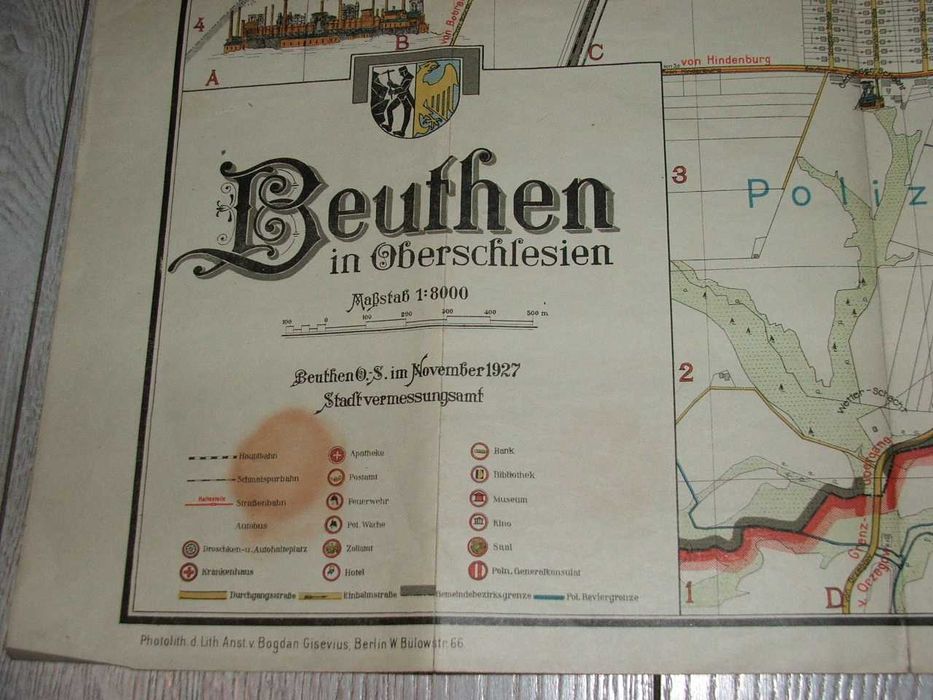 Beuthen O/s , Bytom mapa 1927 rok