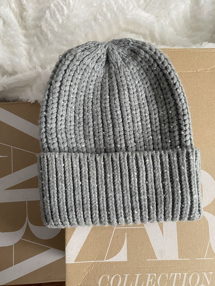 Zara czapka beanie szara czapka