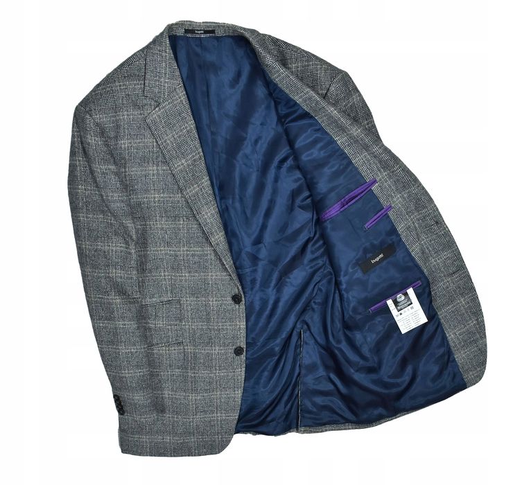 Bugatti Wełniana Marynarka Męska W Kratkę Tweed 26 L