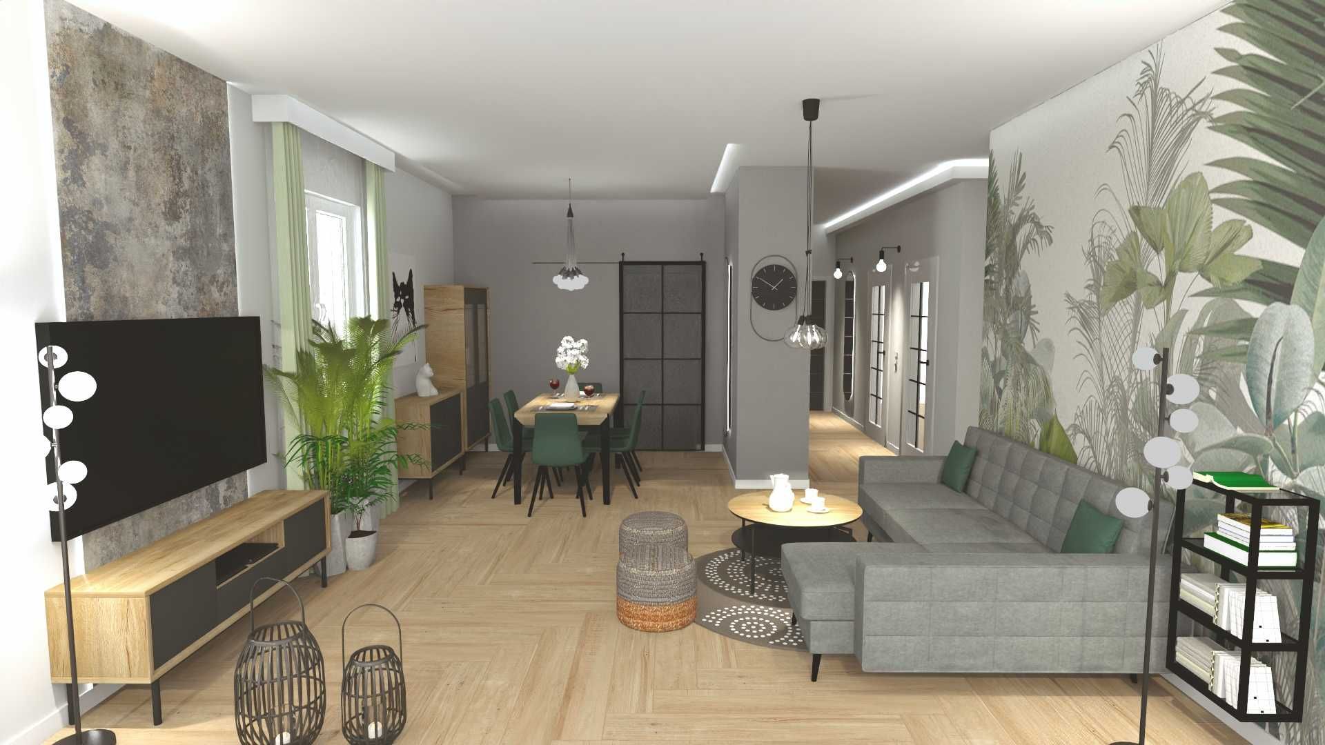 Projekt salonu z jadalnią