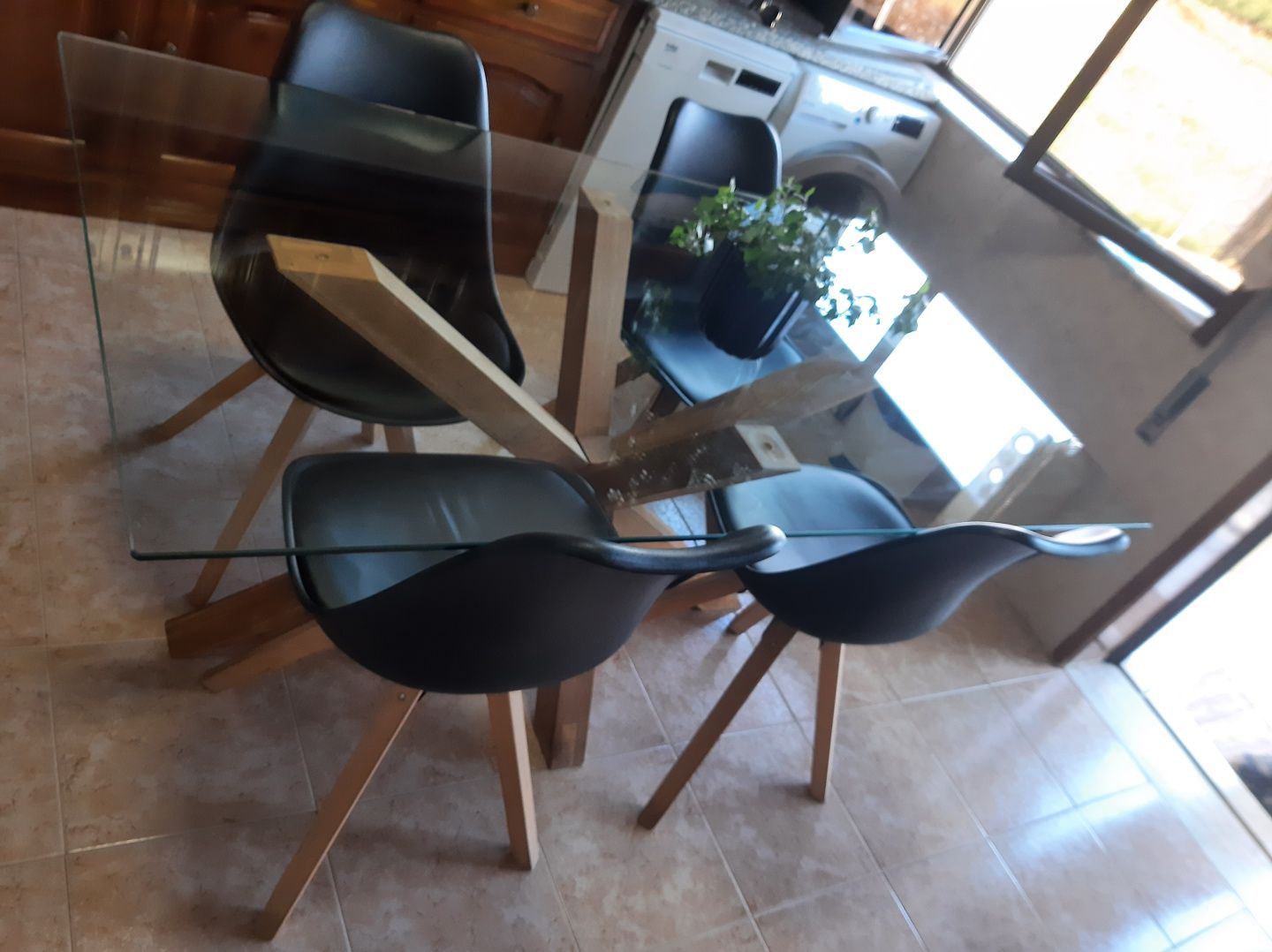 Mesa vidro 6 cadeiras