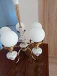 Lampa wisząca,lata 90, metal, fajans,porcelana