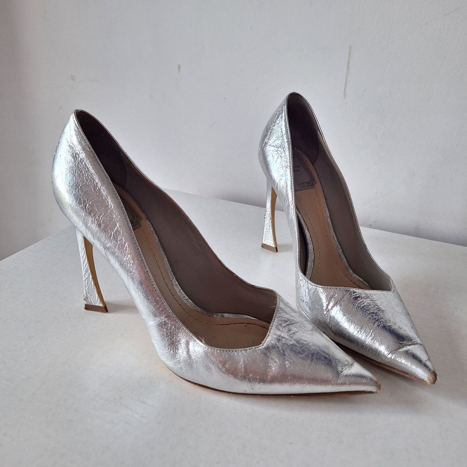 Srebrne szpilki Christian Dior 38.5