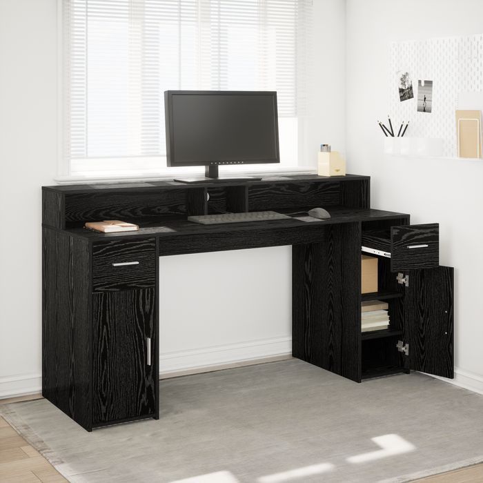 Vidaxl Biurko Z Czarnego Dębu 160X55X91 Cm Materiały Drewnopochodne