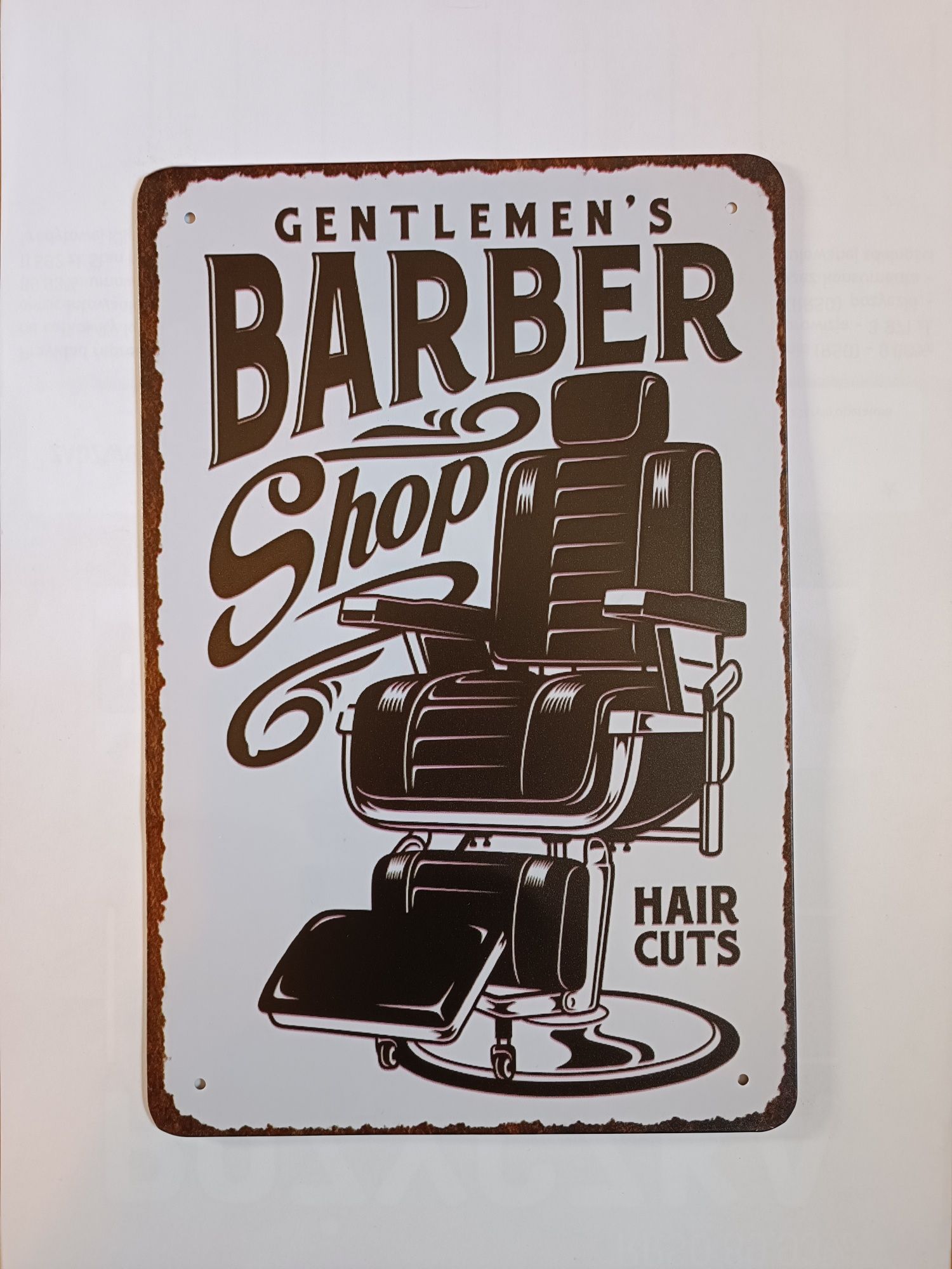 Nowy metalowy szyld Barber shop fryzjer loft zakład garaż bar ozdoba