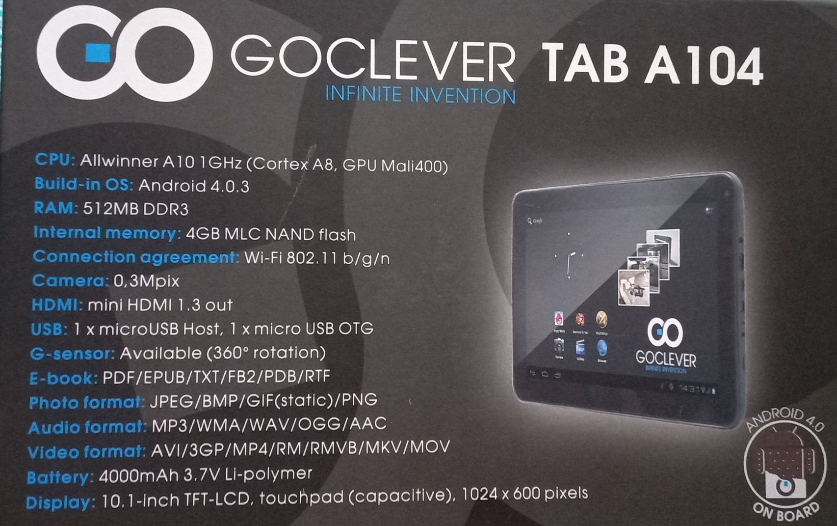 Планшет GOCLEVER TAB A 104 б/у