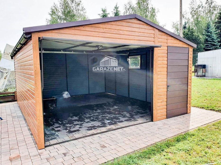 GARAŻ BLASZANY 4,5m x 6m Blachodachówka Brama Uchylna Drzwi GB199