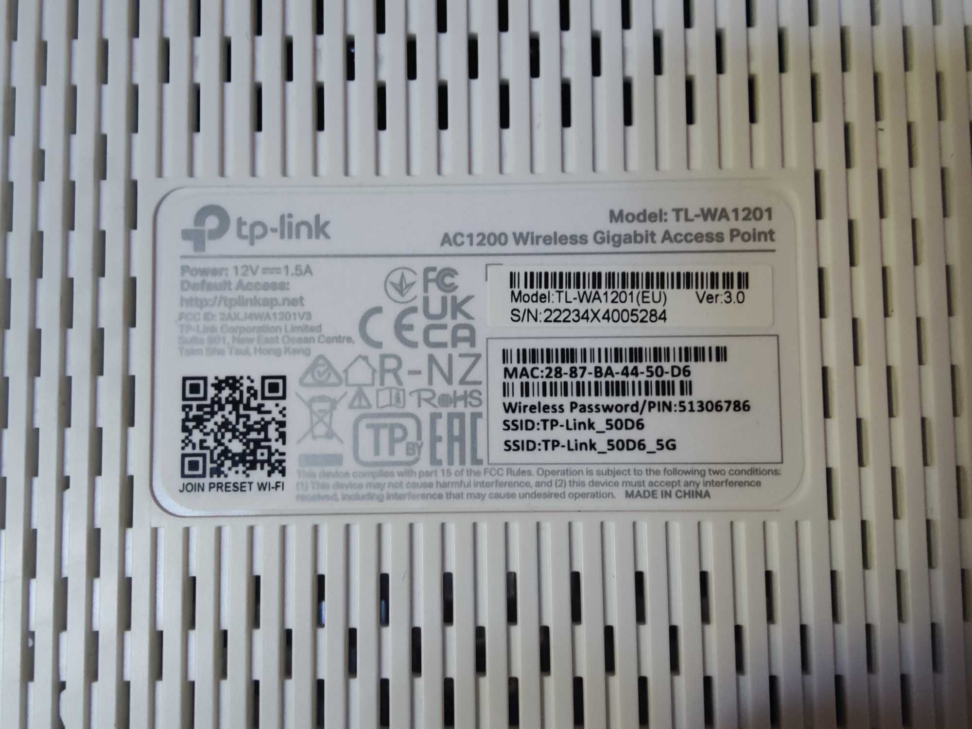 Repetidor/Ponto de Acesso/Extender TP-LINK AC1200 TL-WA1201
