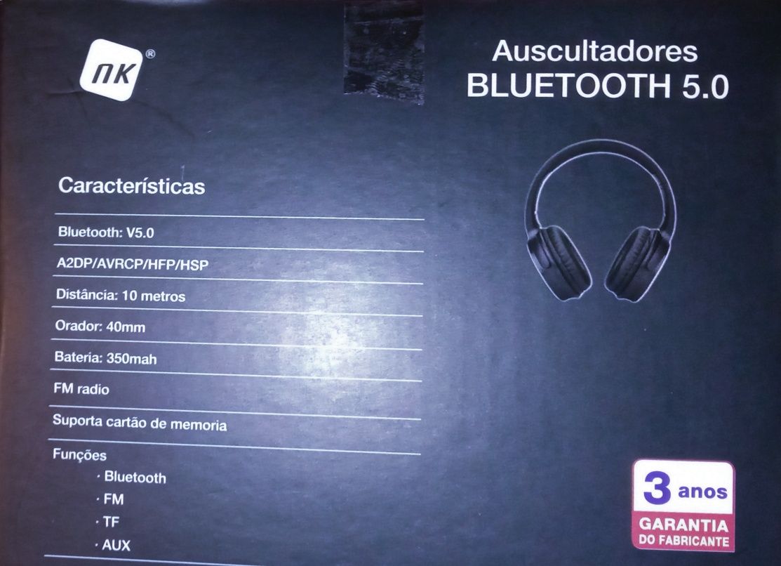 Auscultadores Bluetooth NK 5.0( Novo/Selado )