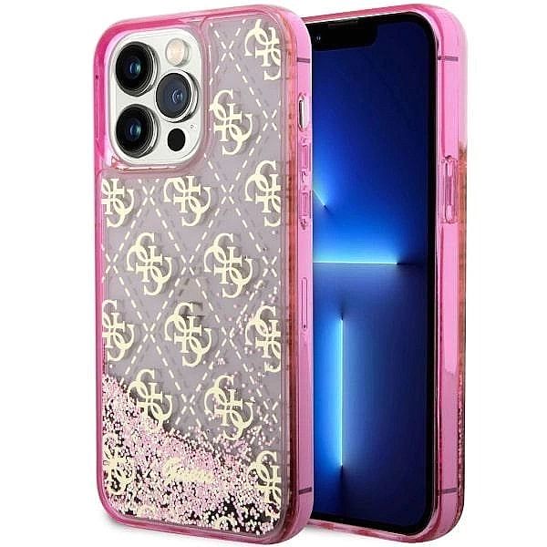 Etui Guess Liquid Glitter 4G Transculent na iPhone 14 Pro Max - różowe