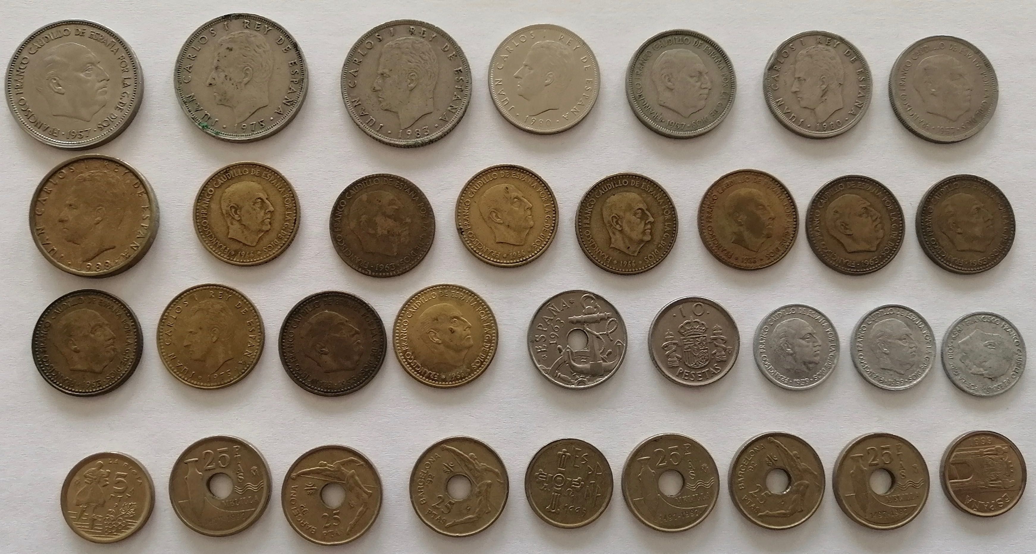 conjunto de pesetas espanha