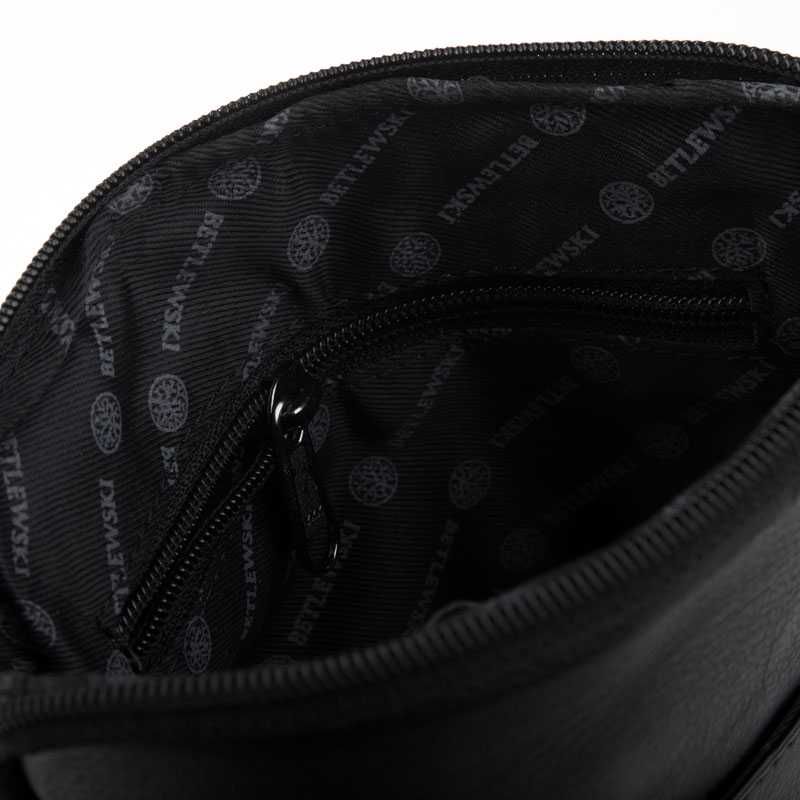BETLEWSKI Torba Męska CAMBRIDGE Skóra Naturalna Czarna Elegancka Logo