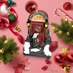 Świąteczna scenka christmas boże narodzenie wigilia kolednik u drzwi
