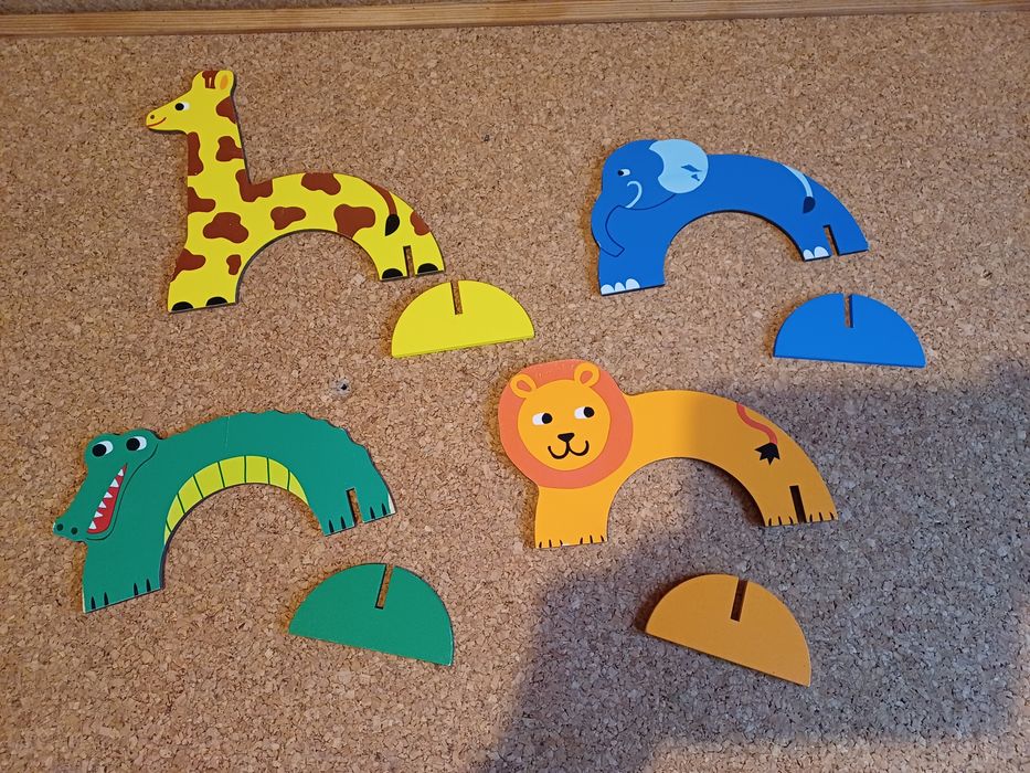 Conjunto de animais em madeira, bebé, criança, decoração, brinquedos.