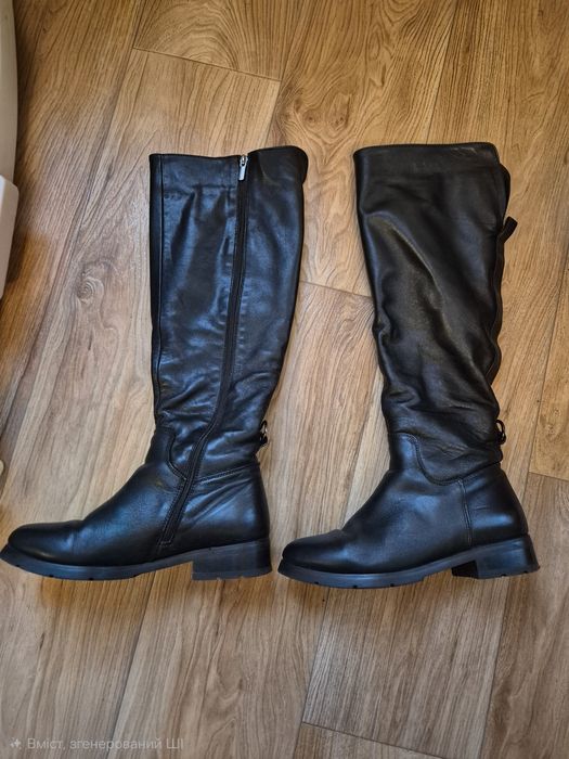 Чоботи/сапожки чорні шкіряні