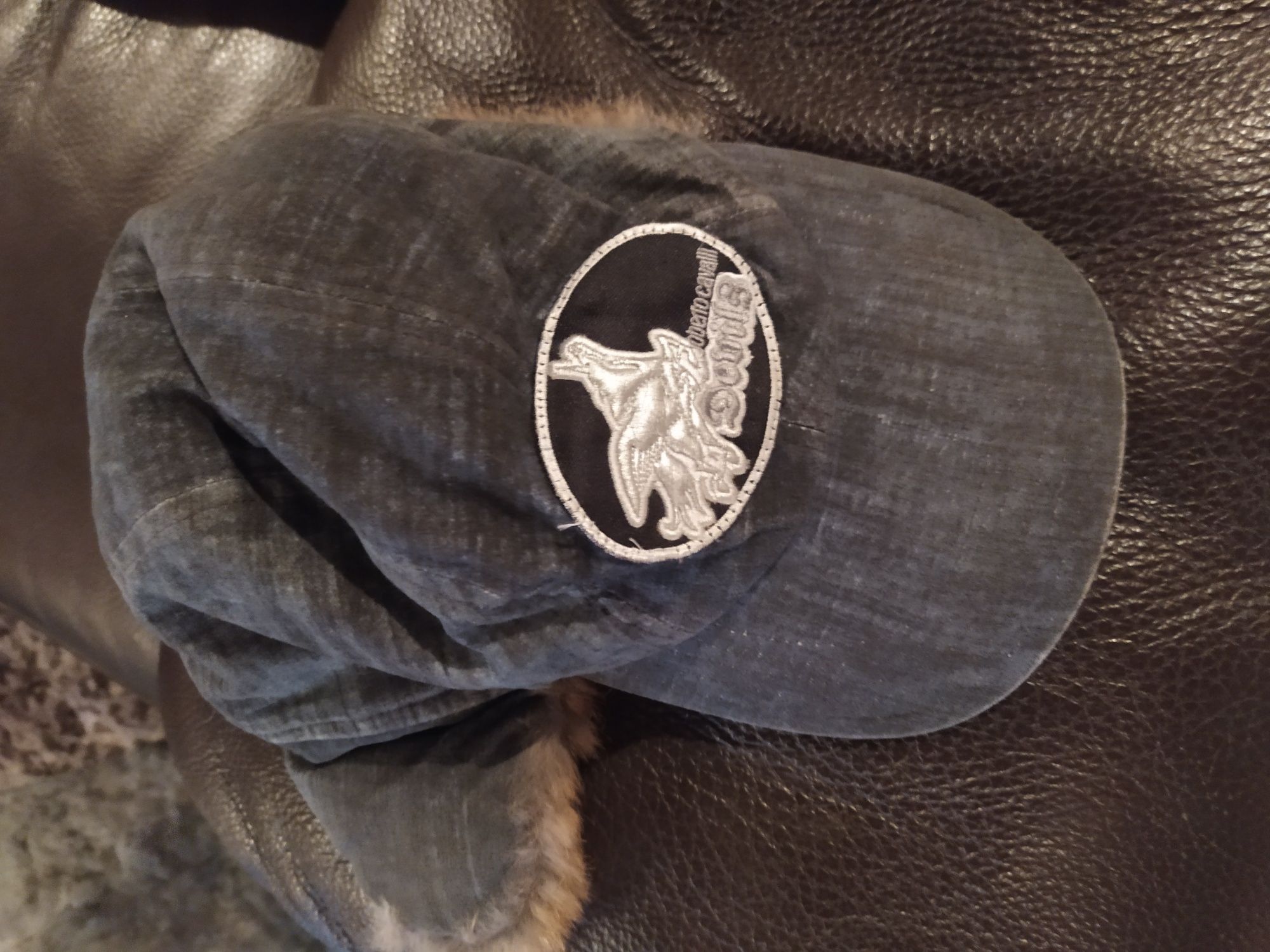 Меховая джинсовая кепка зимняя roberto Cavalli devils