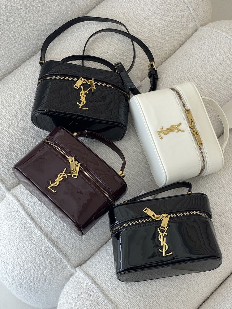 Сумка YSL Yves Saint Laurent Gaby Vanity Lacquered біла, бордова,чорна