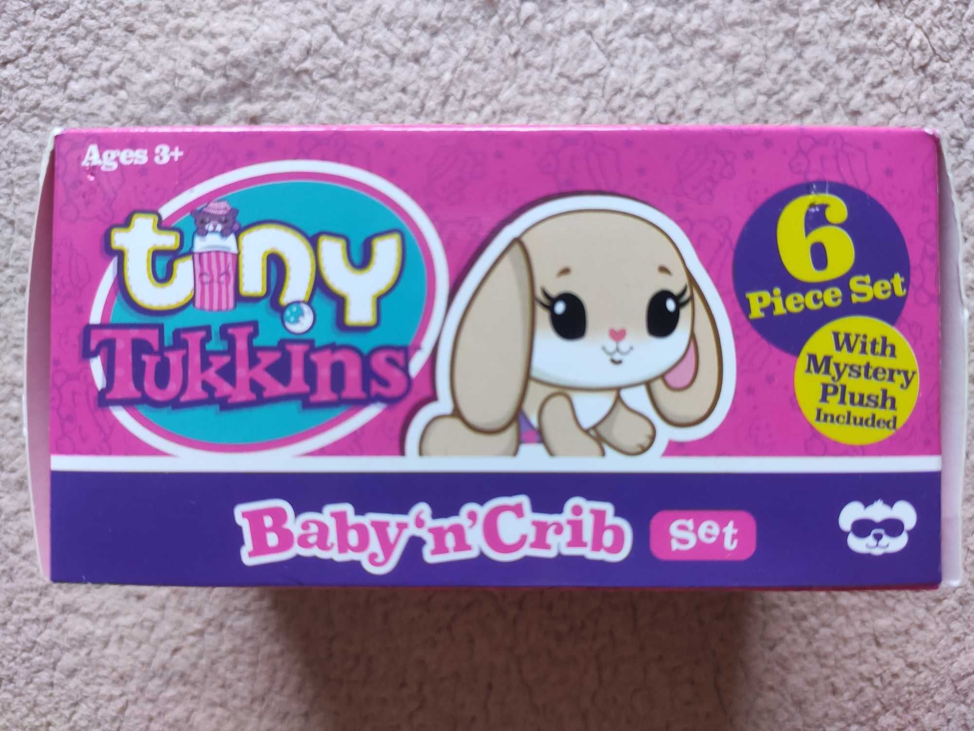 Tiny Tukkins Baby'n'Crib, mini zestaw z maskotką, 6 elementów.