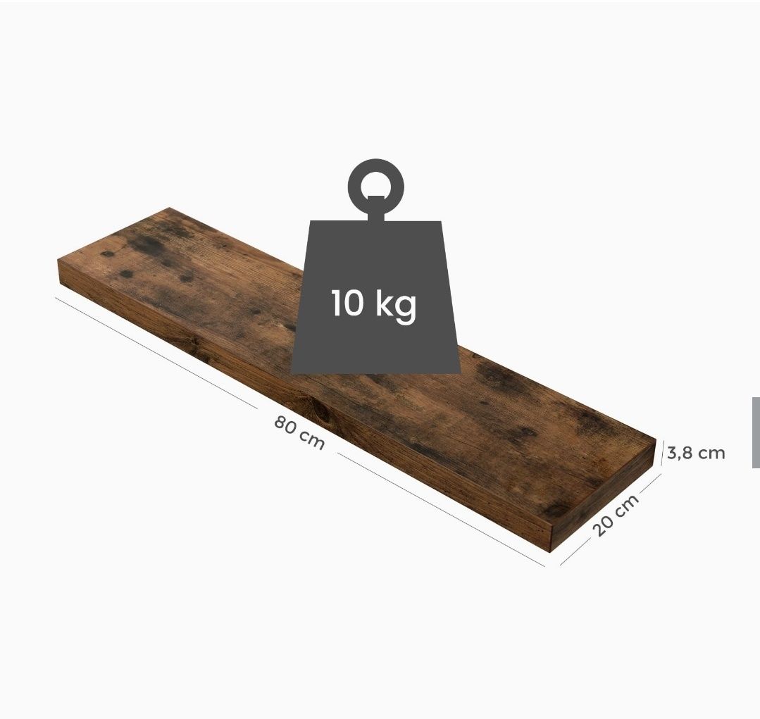 Półka ścienna loft dąb rustykalny 80x20x3.8cm