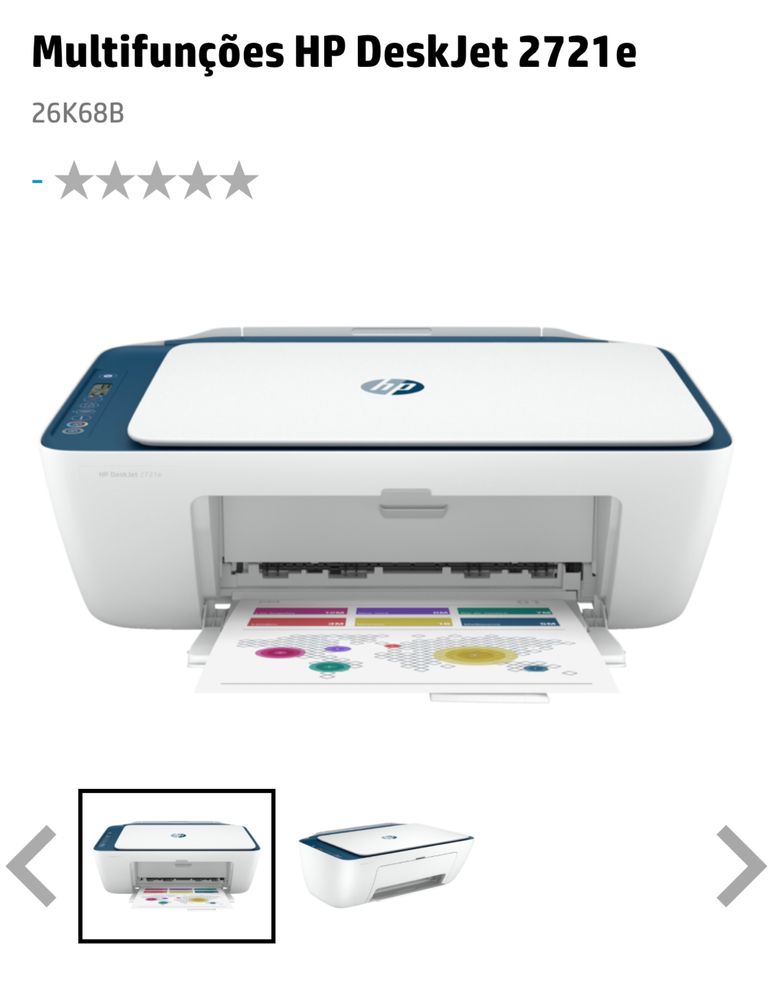 Impressora HP Deskjet 2721E Azul (Jato de Tinta - Wi-Fi - Instant Ink)