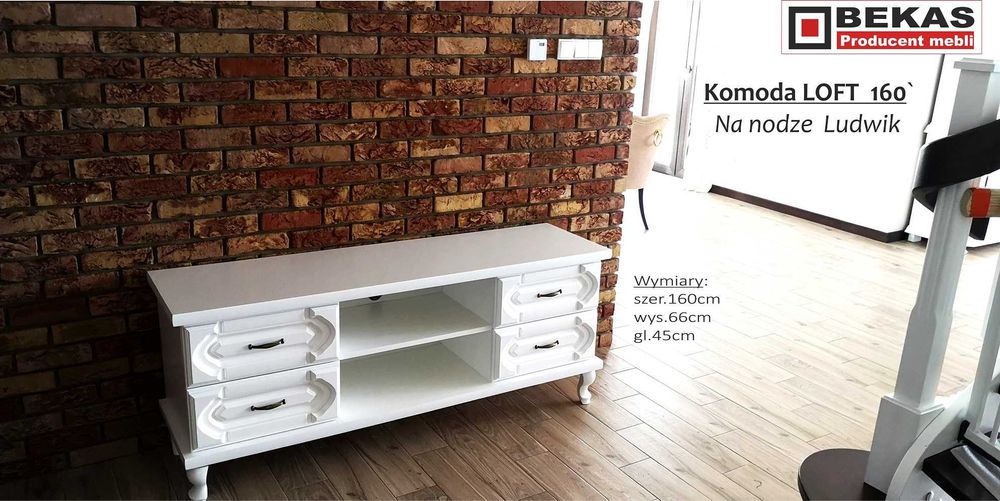 Komoda Witryna Biała 90` Ludwik & Narożna Bekas Biały Dąb