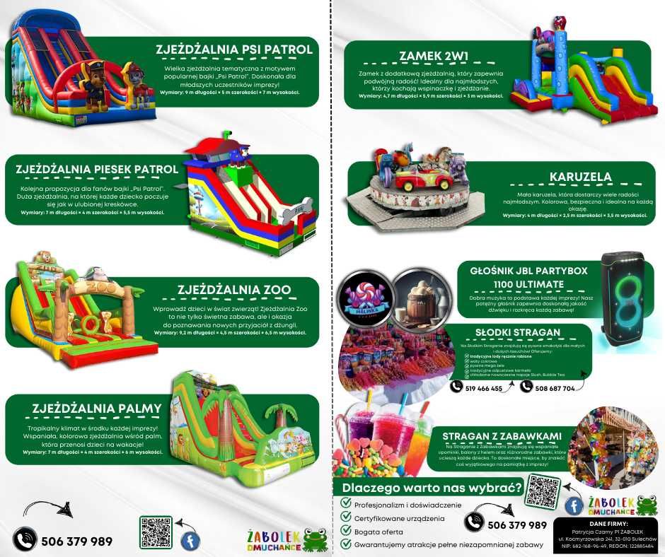 Wynajem dmuchańców Zjeżdżalni Tor przeszkód SNOWTUBING Festyny Imprezy