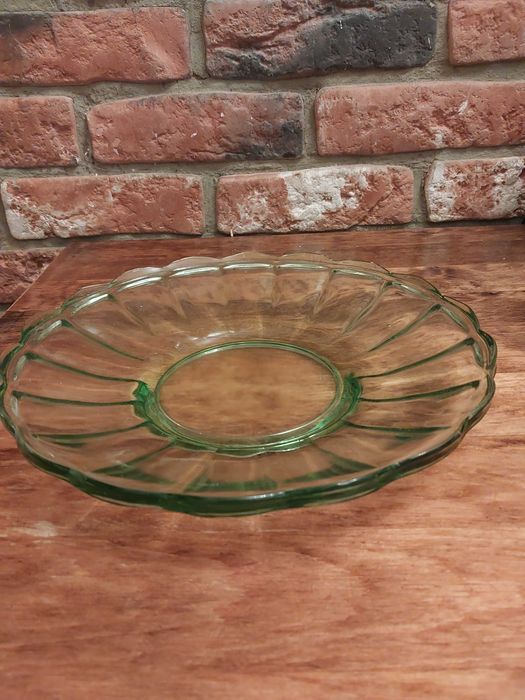 Patera i talerzyki Huta Niemen. Art Deco. Stare szkło.