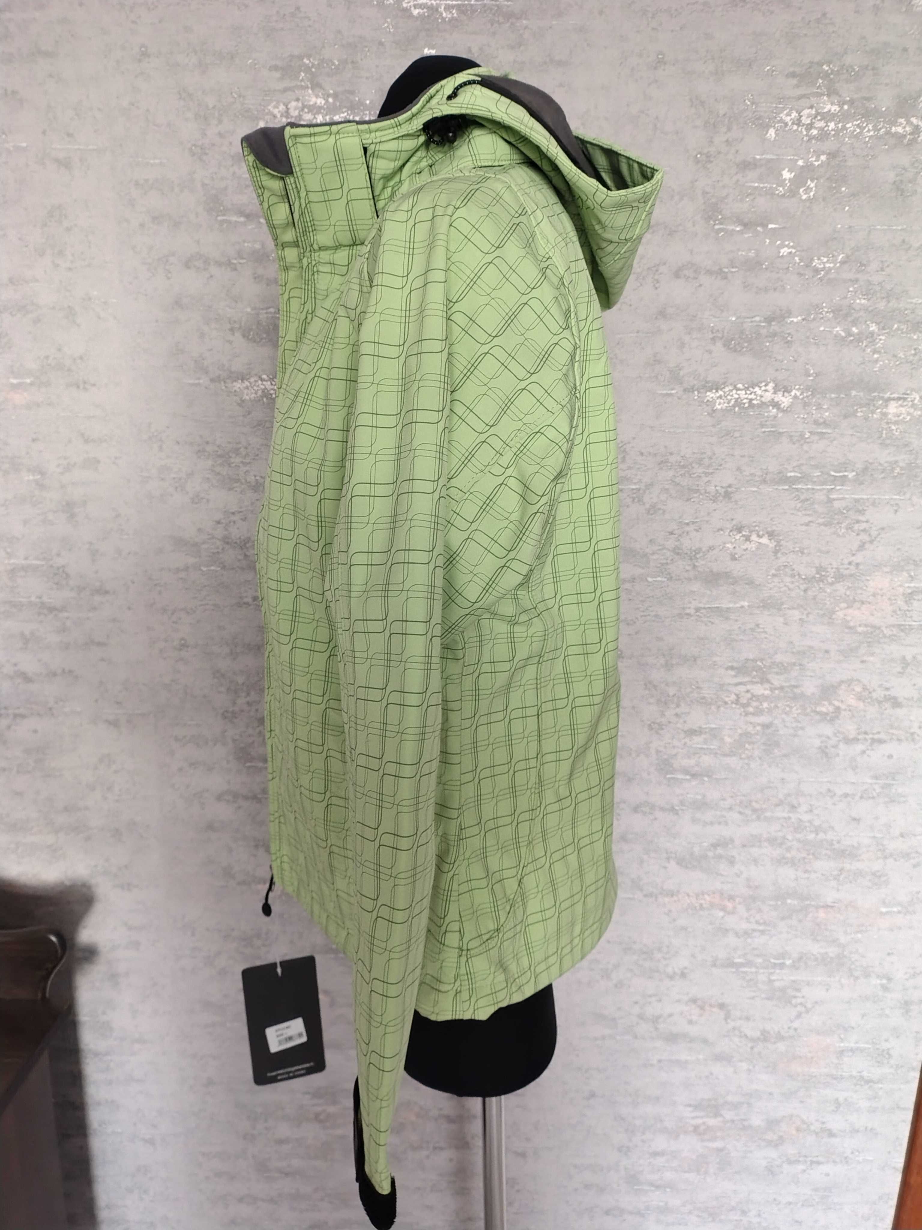 Nowa kurtka damska, typu Softshell zielona w fale M/L