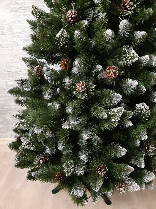 Choinka sztuczna z szyszkami i brokatem DIAMENTOWA GĘSTA 120cm