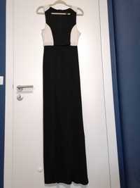 Długa suknia wieczorowa H&M czarno-biała S 36