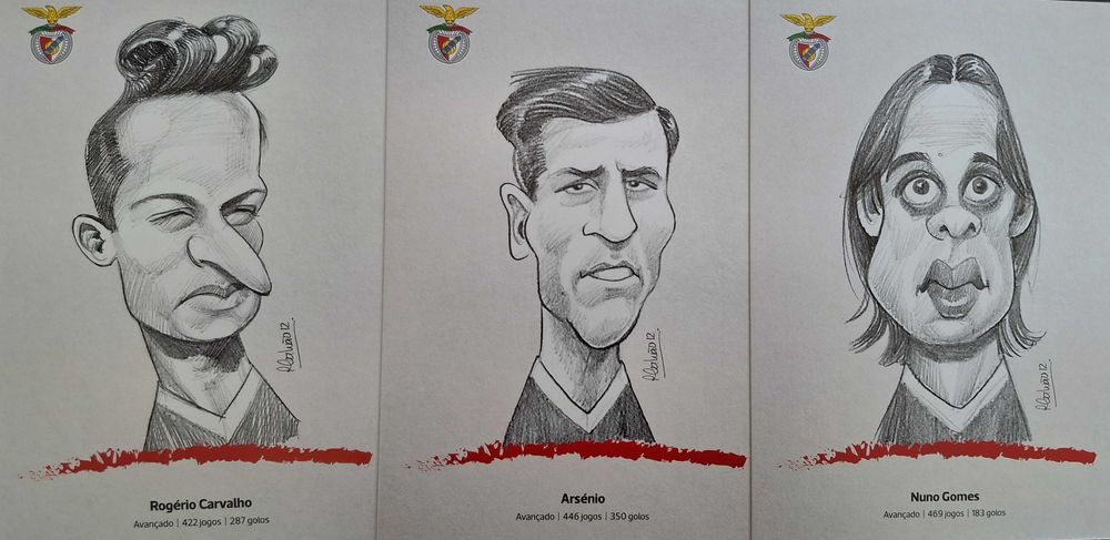Benfica (figuras históricas) - 12 selos + 12 postais - 1ª série (novo)