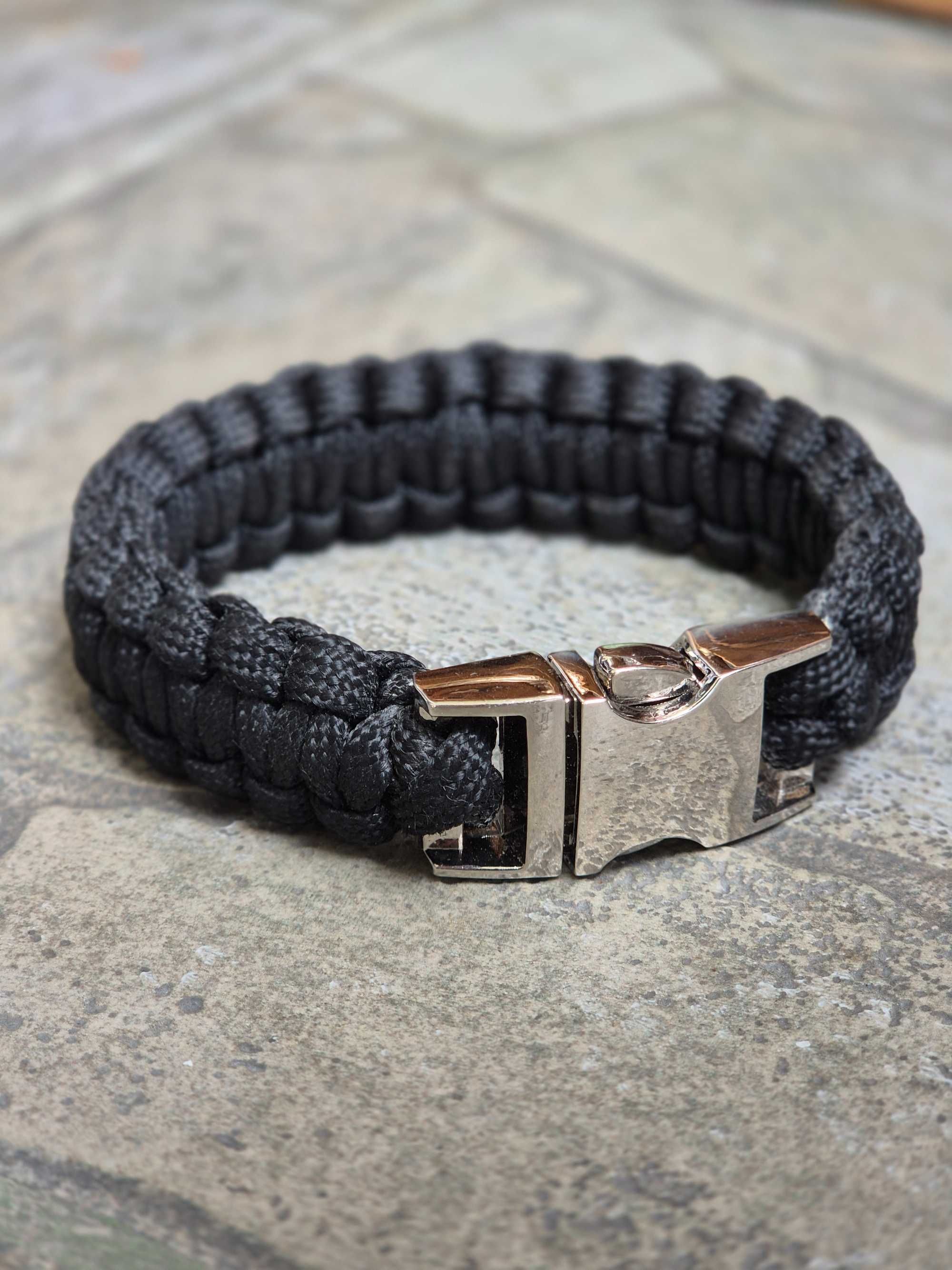 Czarna Męska Bransoletka King Cobra, Paracord, Prezent dla faceta