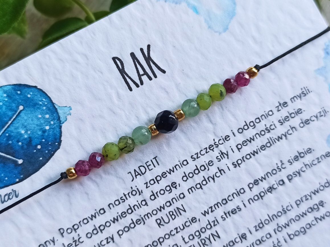 Rak bransoletka na szczęście, kamienie amulet