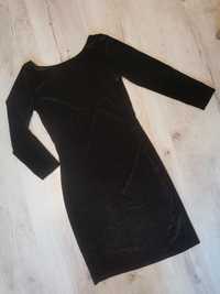Czarna brokatowa sukienka Reserved 34 XS Sylwester karnawał