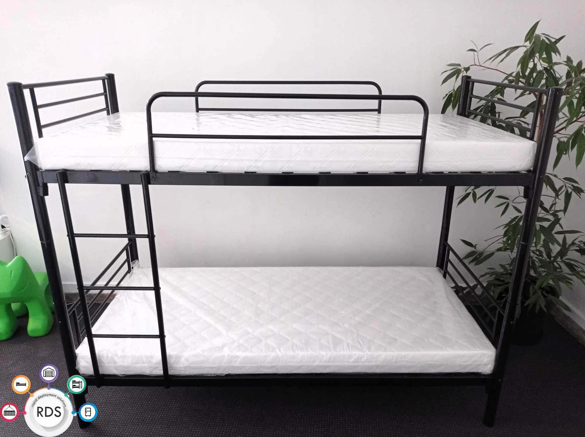 Łóżko piętrowe metalowe wojskowe kwaterowe hostelowe motelowe 90x200