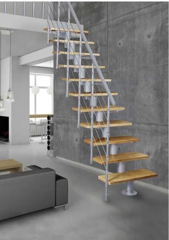 NOWE Schody modułowe Atrium DIXI 300cm 11 stopni szary stelaż olcha