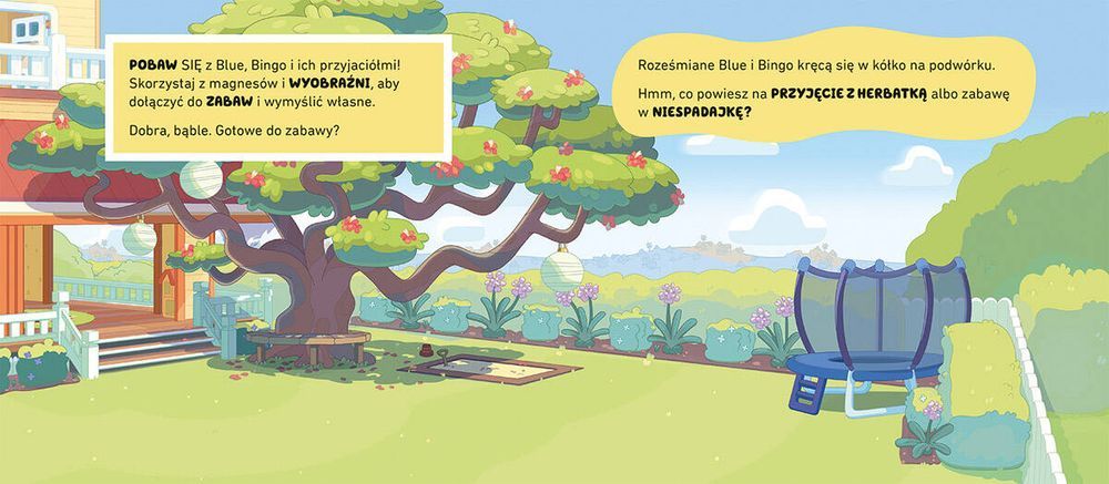 Pobawmy się na dworze! Bluey -książka z magnesami nowa